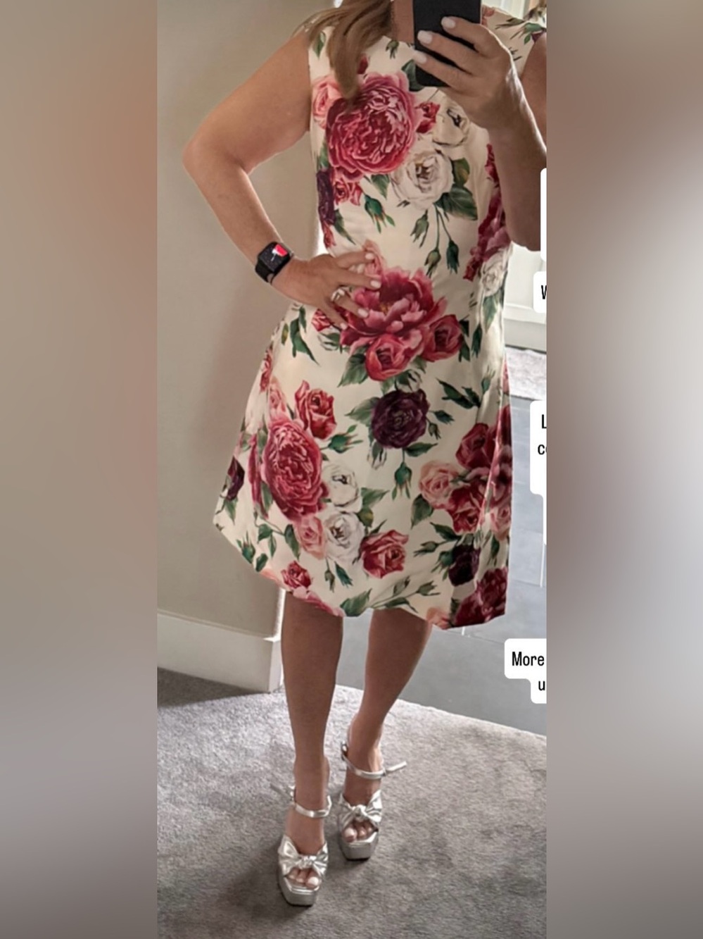 Dolce & Gabbana Cream A-Line Silk dress with Pink & Green Floral